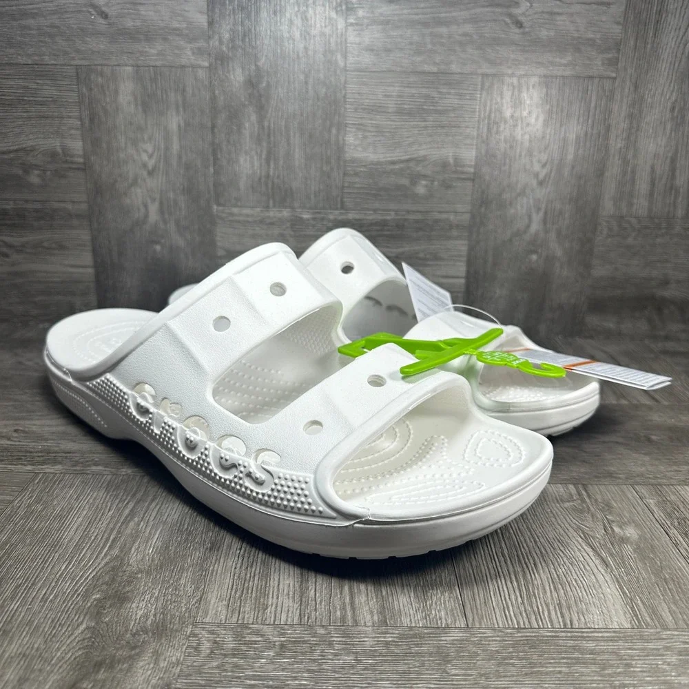 Crocs Baya Sandal Mens 13 White Lightweight Breathable Casual Slides NEW
